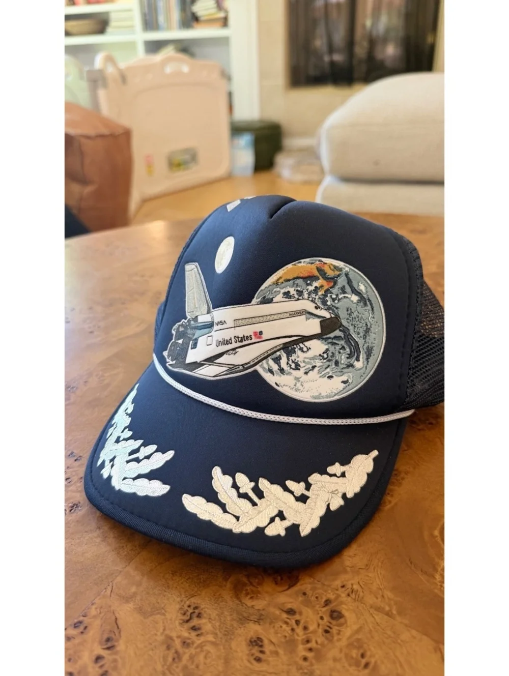 Vintage NASA USA Space Shuttle Embroidered Mesh Snapback Hat Cap